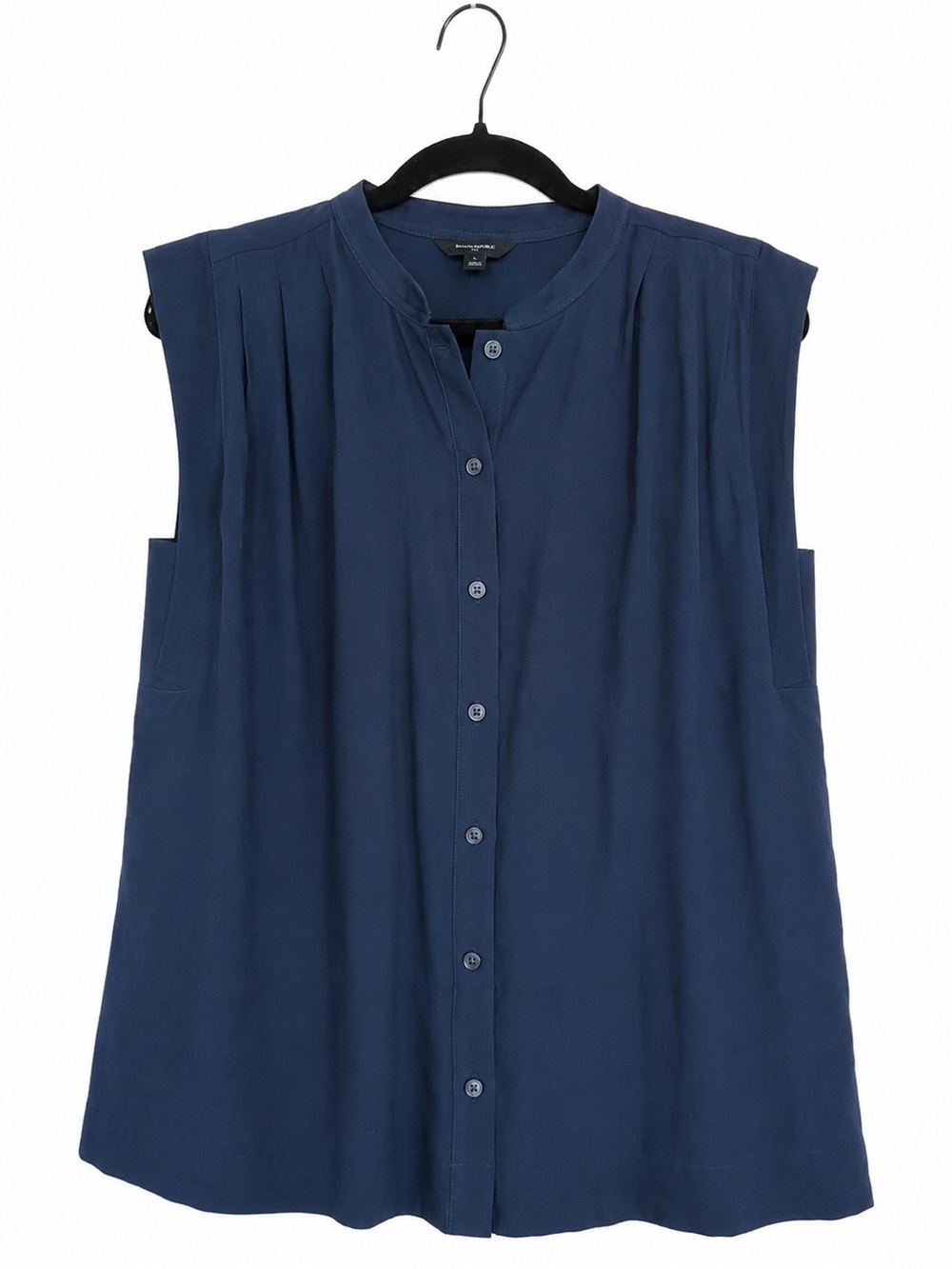 Banana Republic Navy Sleeveless Button-Front Blouse